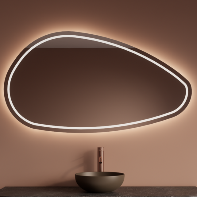 Spiegel Gliss Sirius Organisch 140x82cm sensor bediening met dimbaar licht - Spiegelverwarming