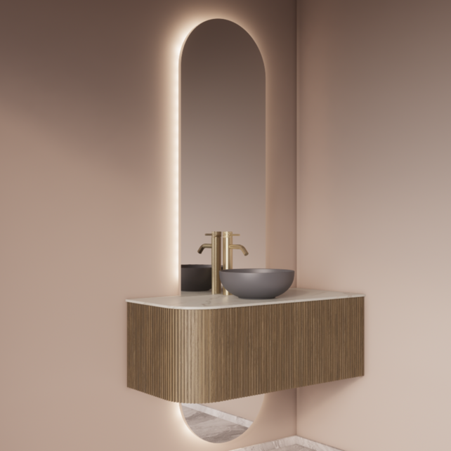 Spiegel Gliss Selene 120x50cm 2-delig - sensor bediening met dimbaar licht - Spiegelverwarming