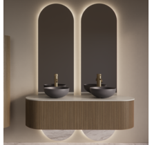 Spiegel Gliss Selene 120x50cm 2-delig - sensor bediening met dimbaar licht - Spiegelverwarming