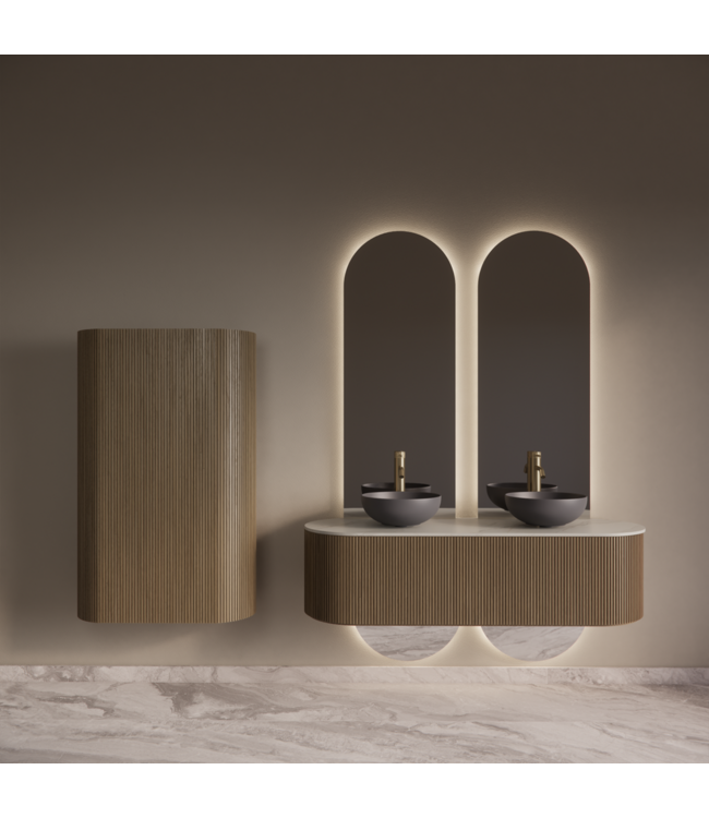 Spiegel Gliss Selene 120x50cm 2-delig - sensor bediening met dimbaar licht - Spiegelverwarming