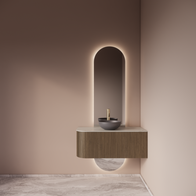 Spiegel Gliss Selene 120x50cm 2-delig - sensor bediening met dimbaar licht - Spiegelverwarming