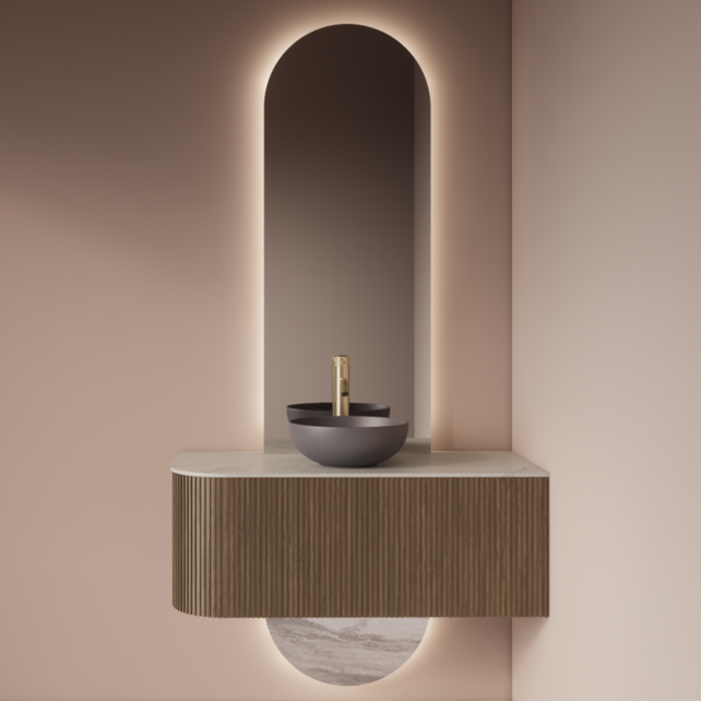 Spiegel Gliss Selene 120x50cm 2-delig - sensor bediening met dimbaar licht - Spiegelverwarming