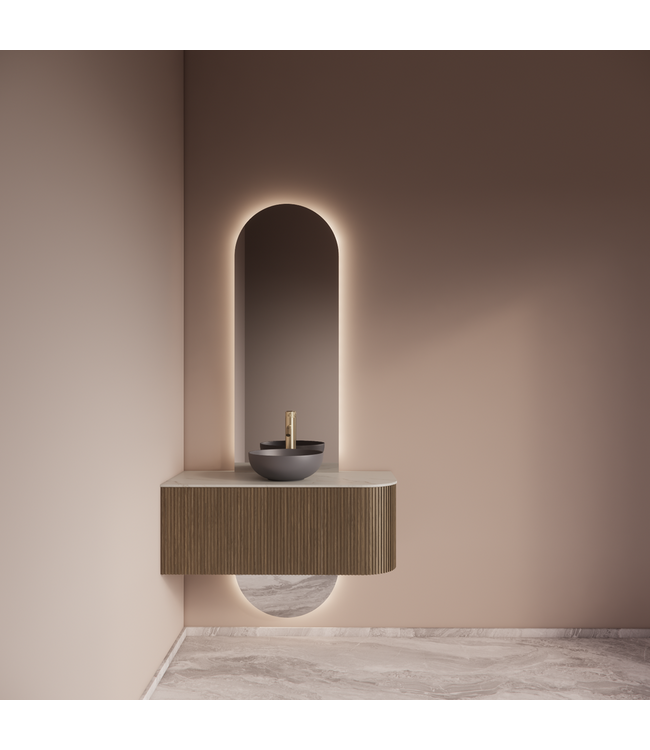 Spiegel Gliss Selene 120x50cm 2-delig - sensor bediening met dimbaar licht - Spiegelverwarming