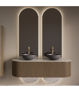 GLISS DESIGN Spiegel Gliss Selene 140x50cm 2-delig - sensor bediening met dimbaar licht - Spiegelverwarming