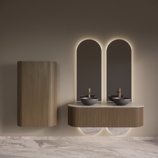 Spiegel Gliss Selene 140x50cm 2-delig - sensor bediening met dimbaar licht - Spiegelverwarming