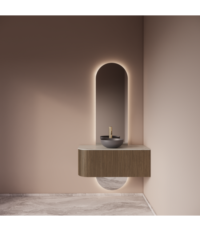 Spiegel Gliss Selene 140x50cm 2-delig - sensor bediening met dimbaar licht - Spiegelverwarming