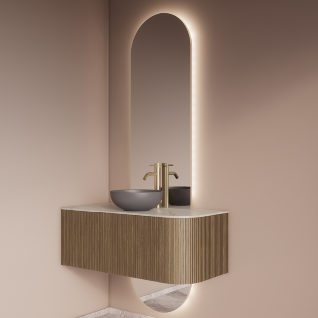 Spiegel Gliss Selene 140x50cm 2-delig - sensor bediening met dimbaar licht - Spiegelverwarming