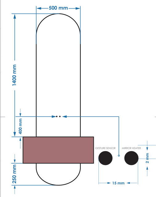 Spiegel Gliss Selene 140x50cm 2-delig - sensor bediening met dimbaar licht - Spiegelverwarming