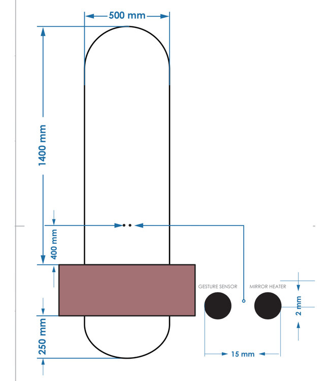 Spiegel Gliss Selene 140x50cm 2-delig - sensor bediening met dimbaar licht - Spiegelverwarming