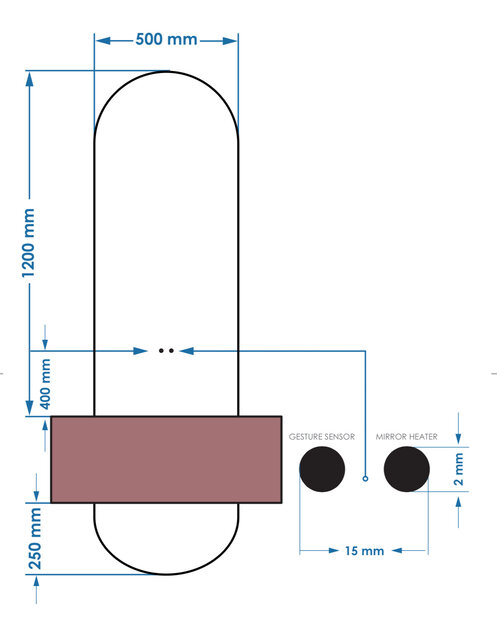Spiegel Gliss Selene 120x50cm 2-delig - sensor bediening met dimbaar licht - Spiegelverwarming