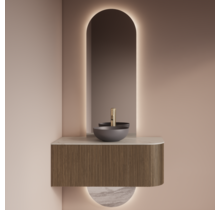Spiegel Gliss Selene 140x40cm 2-delig - sensor bediening met dimbaar licht - Spiegelverwarming