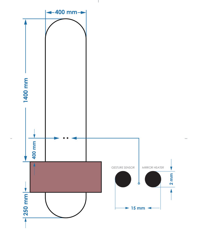 Spiegel Gliss Selene 140x40cm 2-delig - sensor bediening met dimbaar licht - Spiegelverwarming