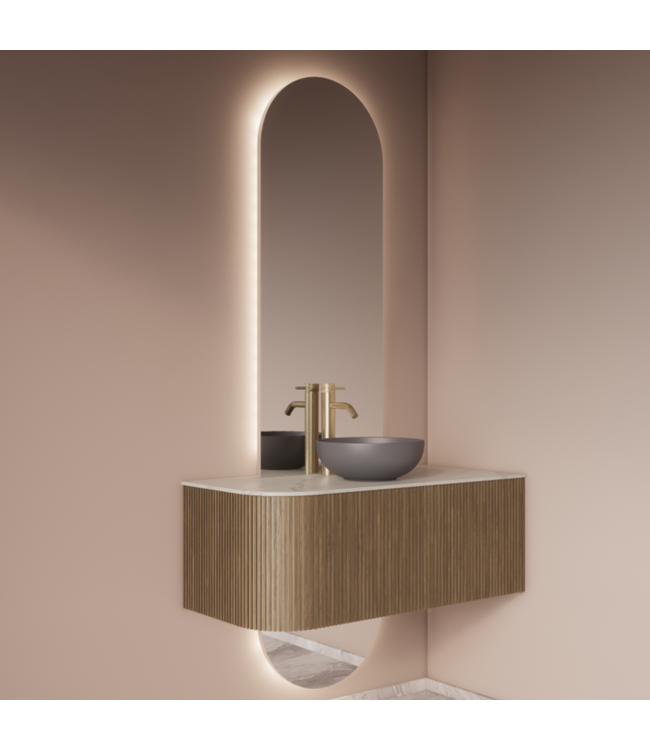 Spiegel Gliss Selene 120x40cm 2-delig - sensor bediening met dimbaar licht - Spiegelverwarming