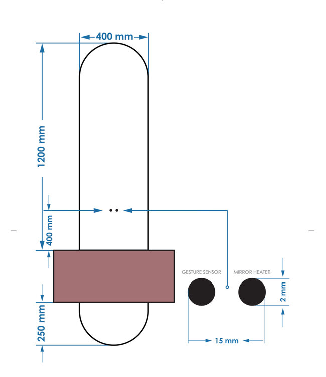 Spiegel Gliss Selene 120x40cm 2-delig - sensor bediening met dimbaar licht - Spiegelverwarming