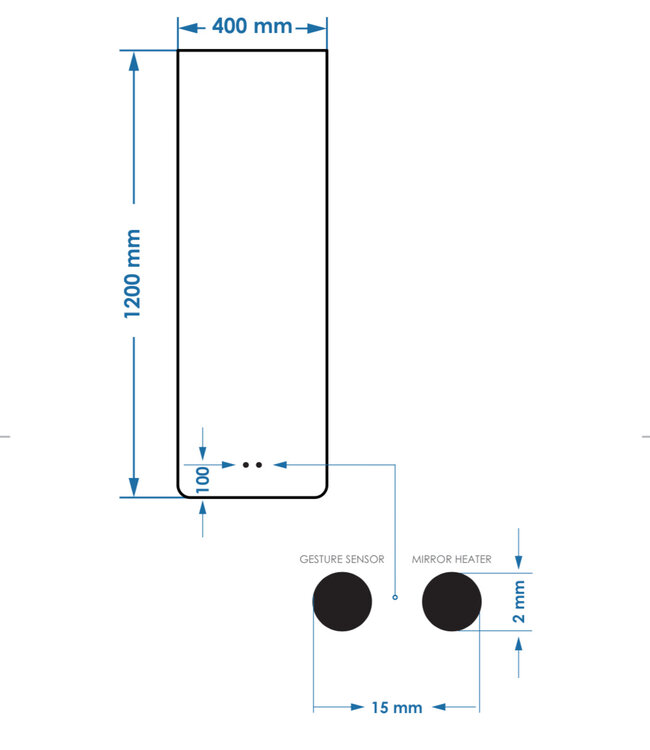 Spiegel Gliss Lucis 120x40cm – sensor bediening met dimbaar licht & spiegelverwarming