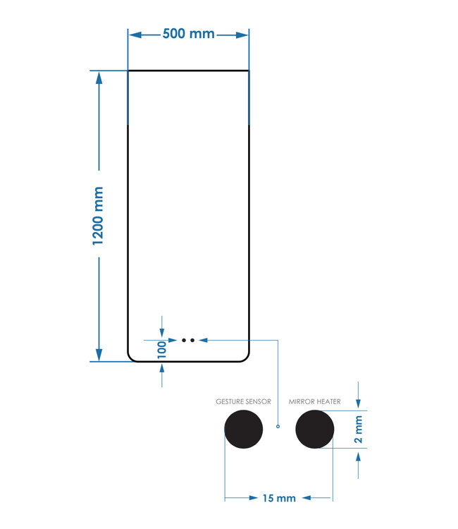 Spiegel Gliss Lucis 120x50cm – sensor bediening met dimbaar licht & spiegelverwarming