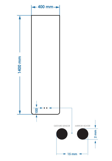 Spiegel Gliss Lucis 140x50cm – sensor bediening met dimbaar licht & spiegelverwarming