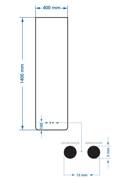 Spiegel Gliss Lucis 140x40cm – sensor bediening met dimbaar licht & spiegelverwarming