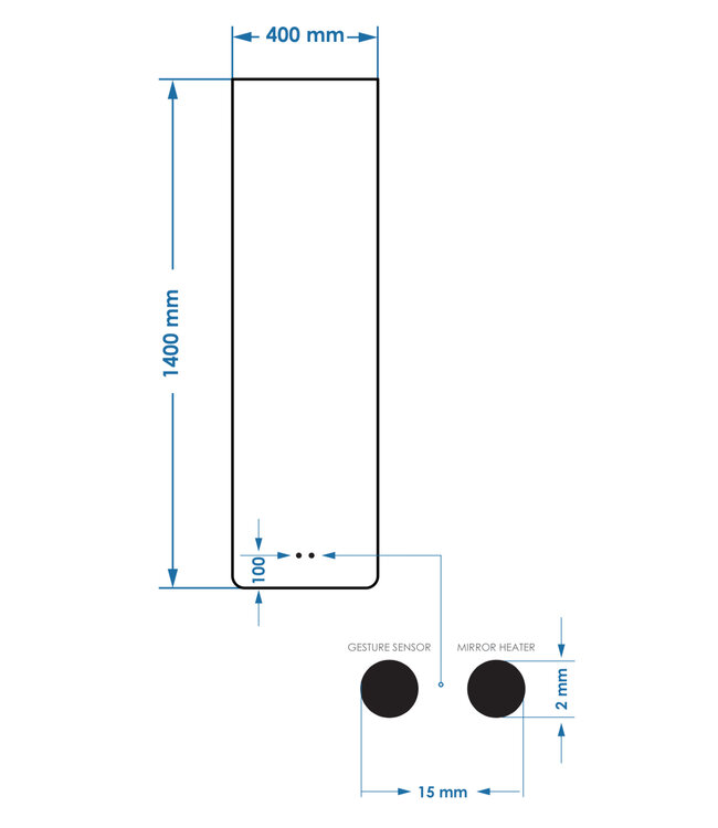 Spiegel Gliss Lucis 140x40cm – sensor bediening met dimbaar licht & spiegelverwarming