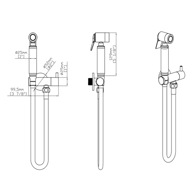 Bidetset met handdouche Lucci Geborsteld brons koper met handdouche en doucheslang 1/2"