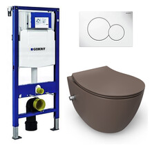 Geberit UP320 toiletset - ISVEA Hangend toilet met bidet Mat Taupe