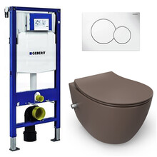 Geberit UP320 toiletset - ISVEA Hangend toilet met bidet Mat Taupe