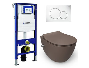 Geberit UP320 toiletset - ISVEA Hangend toilet met bidet Mat Taupe