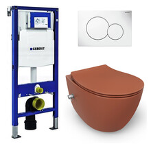 Geberit UP320 toiletset - ISVEA Hangend toilet met bidet Mat Terracotta