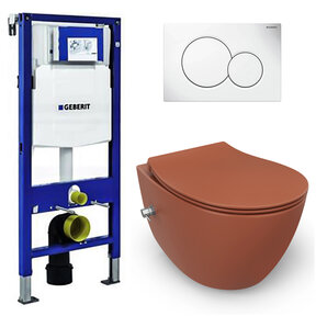 Geberit UP320 toiletset - ISVEA Hangend toilet met bidet Mat Terracotta