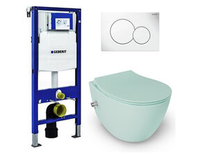 Geberit UP320 toiletset - ISVEA Hangend toilet met bidet Mint Groen