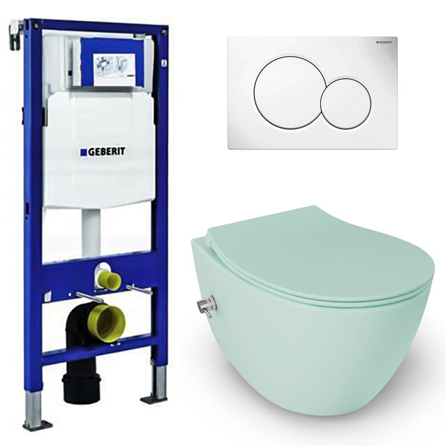 Geberit UP320 toiletset - ISVEA Hangend toilet met bidet Mint Groen