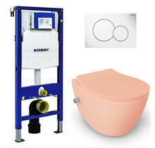 Geberit UP320 toiletset - ISVEA Hangend toilet met bidet Zalmroze
