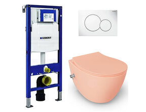 Geberit UP320 toiletset - ISVEA Hangend toilet met bidet Zalmroze