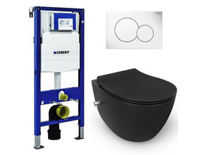 Geberit UP320 toiletset - ISVEA Hangend toilet met bidet Zwart