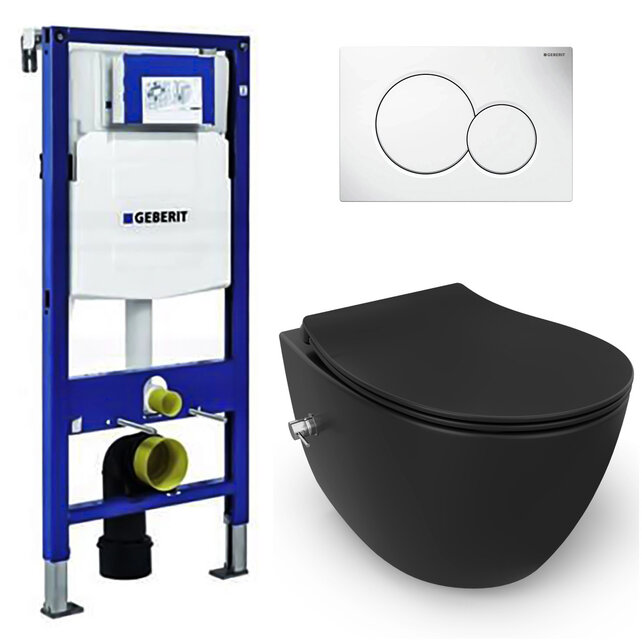 Geberit UP320 toiletset - ISVEA Hangend toilet met bidet Zwart
