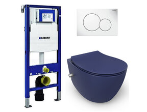 Geberit UP320 toiletset - ISVEA Hangend toilet met bidet Blauw