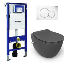 Geberit UP320 toiletset - ISVEA Hangend toilet met bidet Antraciet