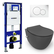 Geberit UP320 toiletset - ISVEA Hangend toilet met bidet Antraciet