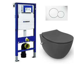 Geberit UP320 toiletset - ISVEA Hangend toilet met bidet Antraciet