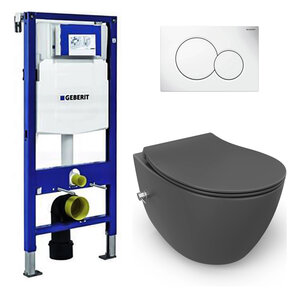 Geberit UP320 toiletset - ISVEA Hangend toilet met bidet Antraciet