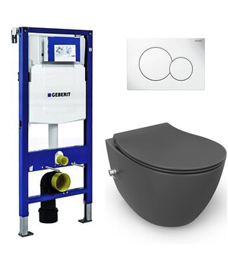 Isvea Geberit UP320 toiletset - ISVEA Hangend toilet met bidet Antraciet
