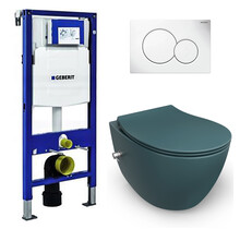 Geberit UP320 toiletset - ISVEA Hangend toilet met bidet Petrol Groen