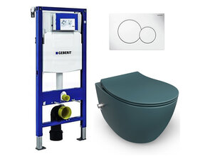 Geberit UP320 toiletset - ISVEA Hangend toilet met bidet Petrol Groen