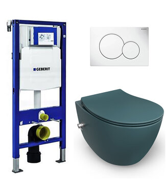 Isvea Geberit UP320 toiletset - ISVEA Hangend toilet met bidet Petrol Groen
