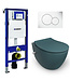 Geberit UP320 toiletset - ISVEA Hangend toilet met bidet Petrol Groen
