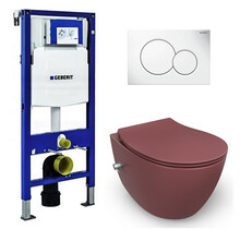 Geberit UP320 toiletset - ISVEA Hangend toilet met bidet Bordeauxrood