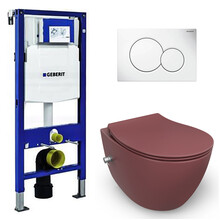 Geberit UP320 toiletset - ISVEA Hangend toilet met bidet Bordeauxrood