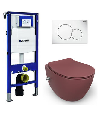 Isvea Geberit UP320 toiletset - ISVEA Hangend toilet met bidet Bordeauxrood