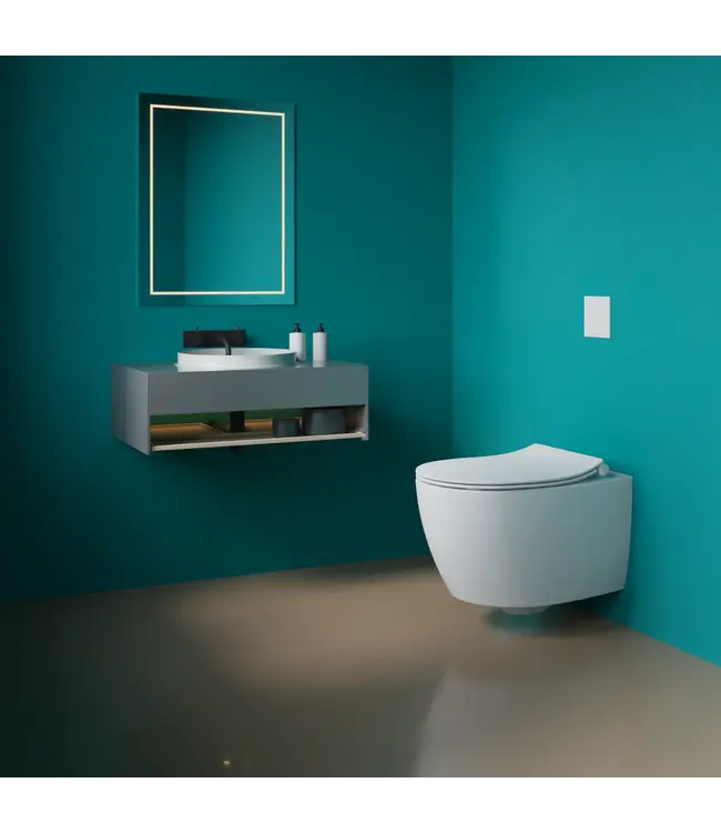 Hangtoilet met bidet Wit⎢Geintegreerde kraan Koud⎢Isvea Sentimenti NEO Randloos excl. wc bril