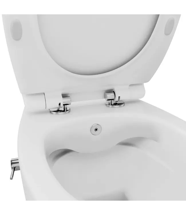Hangtoilet met bidet Wit⎢Geintegreerde kraan Koud⎢Isvea Sentimenti NEO Randloos excl. wc bril